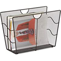 Relaxdays Revistero- Metal y Rejilla- Negro- 17x39x27 cm